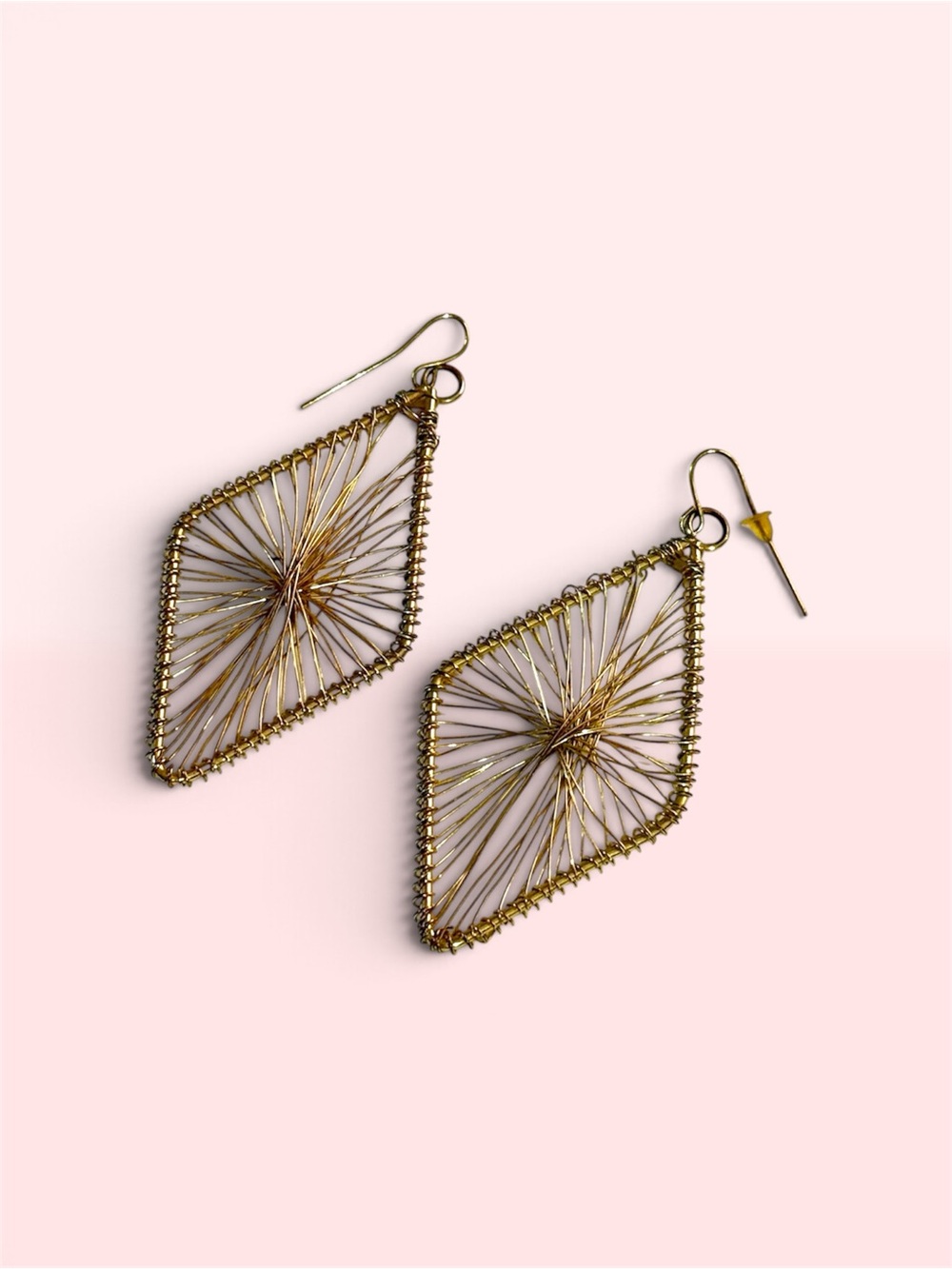 Gold Wire Geometric Drop Earrings